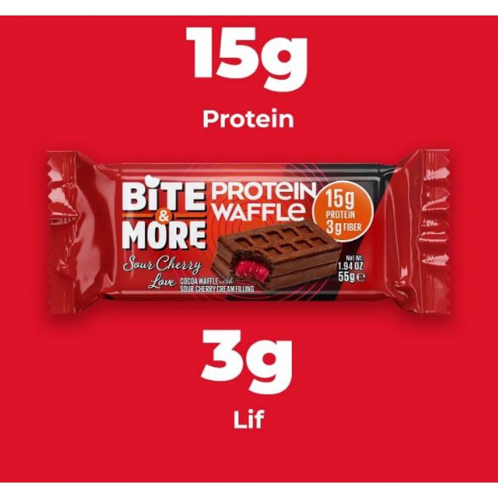 Bite and More Protein Waffle 55 gr x 12 Adet